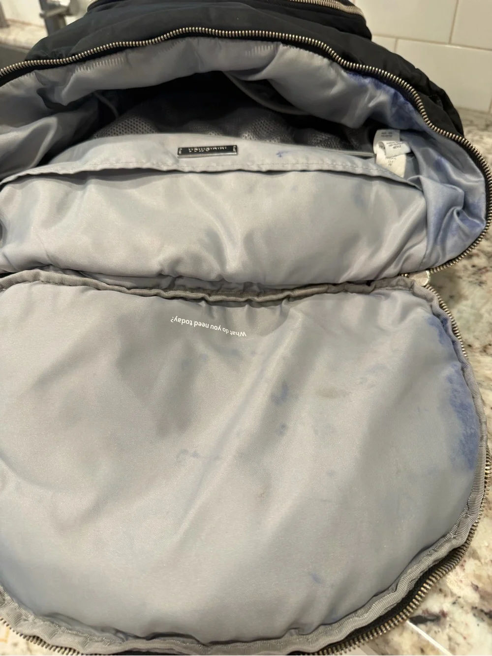 lululemon athletica Black Backpack with Silver Zippers